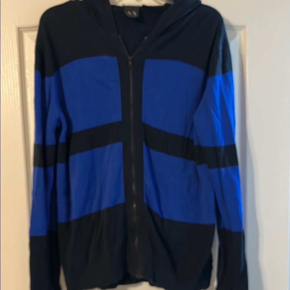 A/X Armani Exchange Blue and Black Zip Up Sweater